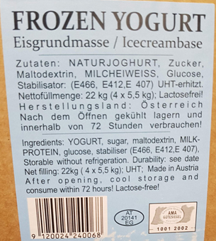 Joghurt, Frozen Joghurt, Joghurt Softeis. Fertiger Joghurt Speiseeisansatz laktosefrei. GroßHandel Eis GmbH